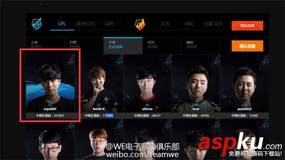 2016全明星賽,2016全明星賽投票,we戰隊,we戰隊微博