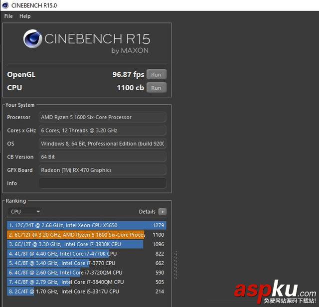 AMD,銳龍,Ryzen5-1600,測試成績,Ryzen5-1600基準測試