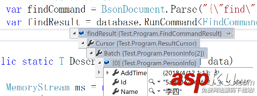 mongodb,runcommand,結果集映射,command