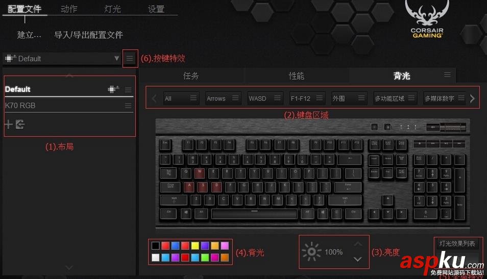 海盜船k70,燈光,鍵盤