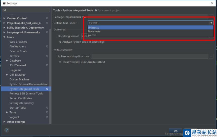 配置 Pycharm 默認 Test runner