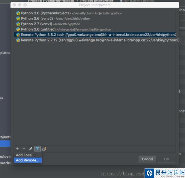 pycharm 配置遠程解釋器