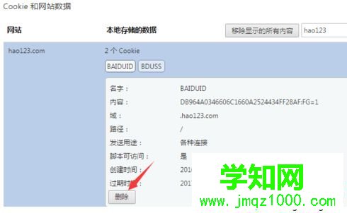 怎么在谷歌Chrome瀏覽器中清除某個網站cookie----9