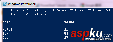 數組,哈希表,PowerShell