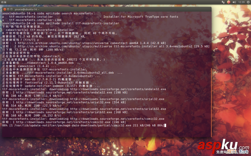 Linux折騰記,Ubuntu,14.10,使用Windows字體