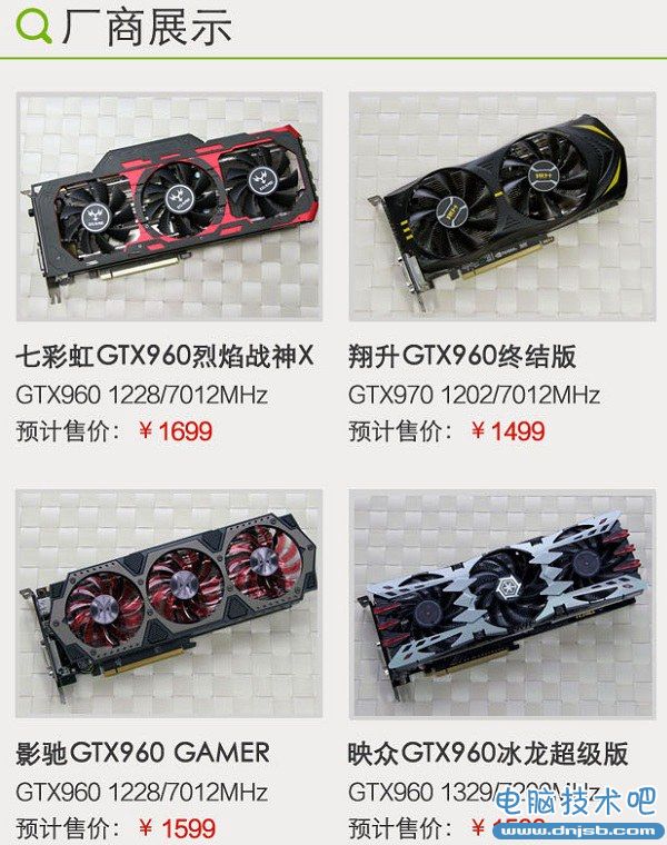 GTX960顯卡價格