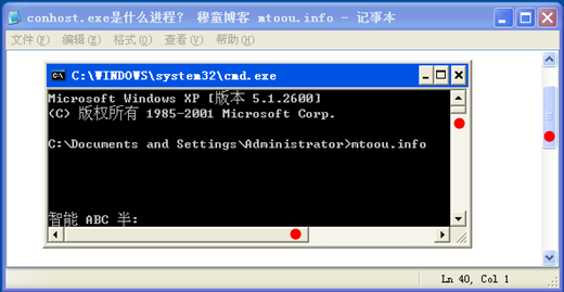 透過命令行窗口發現conhost.exe的部分作用