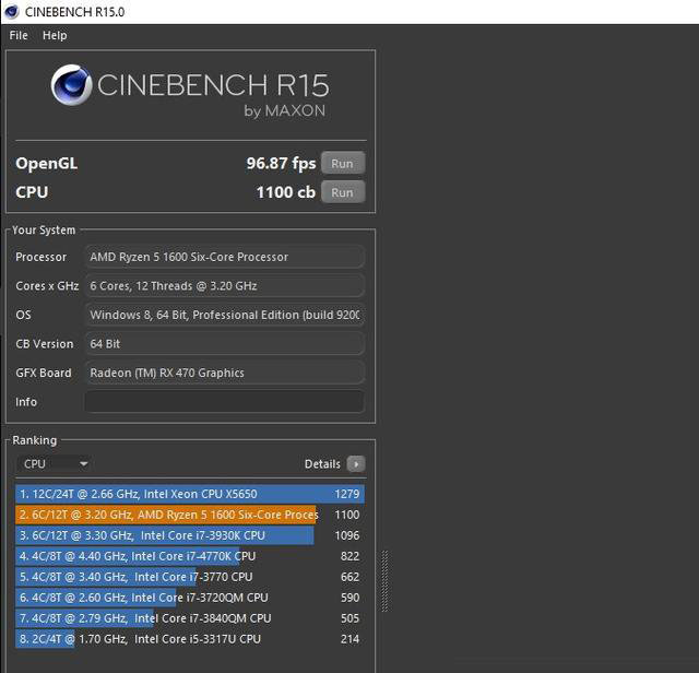 AMD銳龍Ryzen5-1600測試成績爆出 基準測試成績超過同級i5處理器