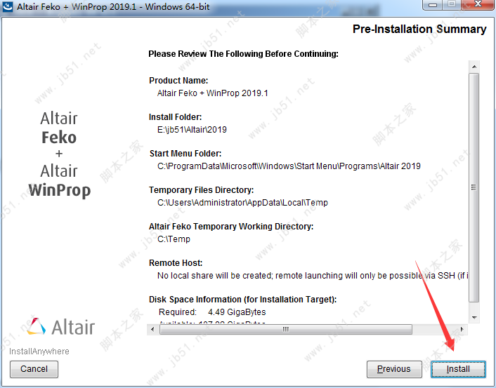 Altair HW FEKO + WinProp 2019安裝破解教程
