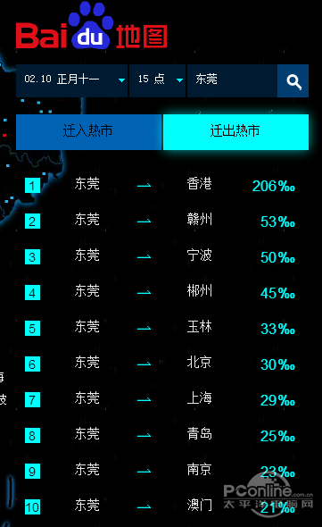 色情業被曝！圍觀百度東莞8小時遷徙圖