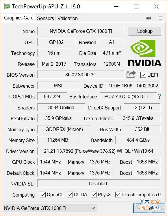 微星GTX1080Ti Gaming X評測