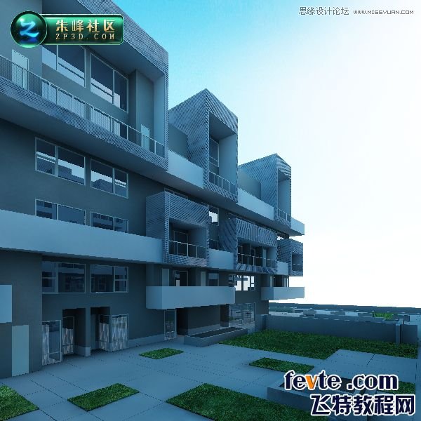 3DSMAX制作大氣的小區室外效果圖,PS教程,思緣教程網