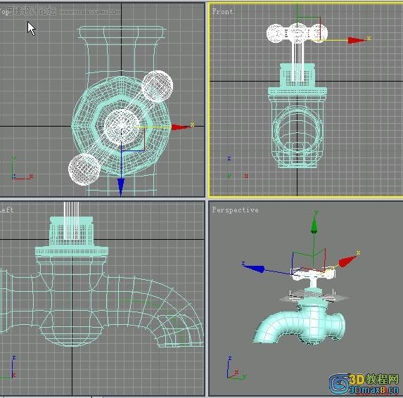 3D MAX建模教程：制作水籠頭建模教程,PS教程,思緣教程網