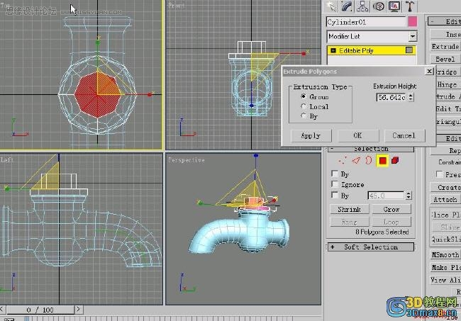 3D MAX建模教程：制作水籠頭建模教程,PS教程,思緣教程網