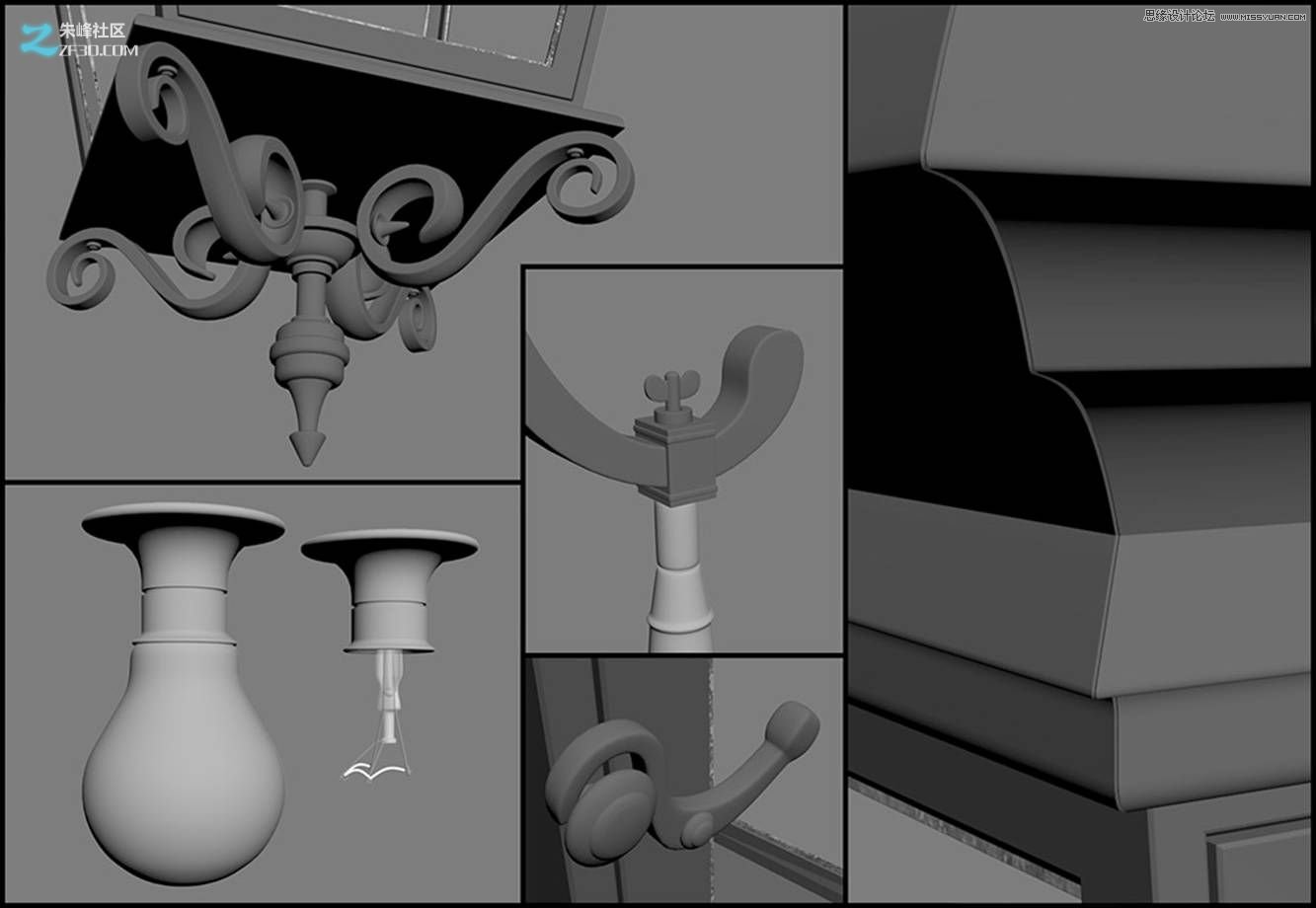 3dmax制作歐式風格的墻壁路燈效果,PS教程,思緣教程網