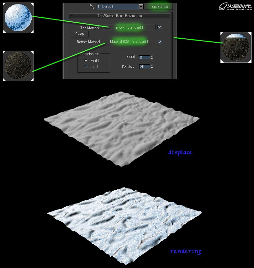3DSMAX制作真實的雪材質 武林網 3DSMAX材質教程