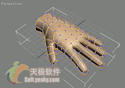 3Ds max多邊形建模實例：人手模型 武林網 3DSMAX入門教程