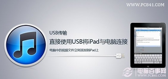 使用USB數據線將iPad與電腦連接