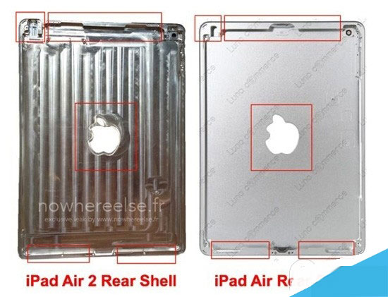全尺寸iPad Air2后殼圖片曝光 揚聲器位置有變化