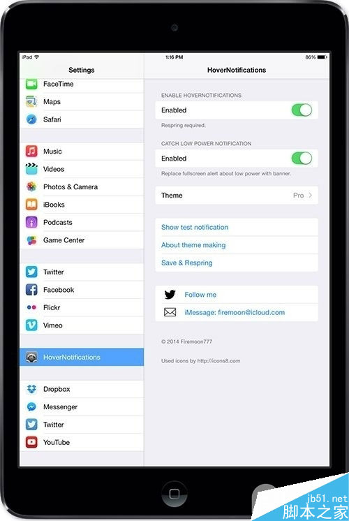 iPad越獄后安裝插件推薦：為iPad換個通知橫幅顯示方式吧