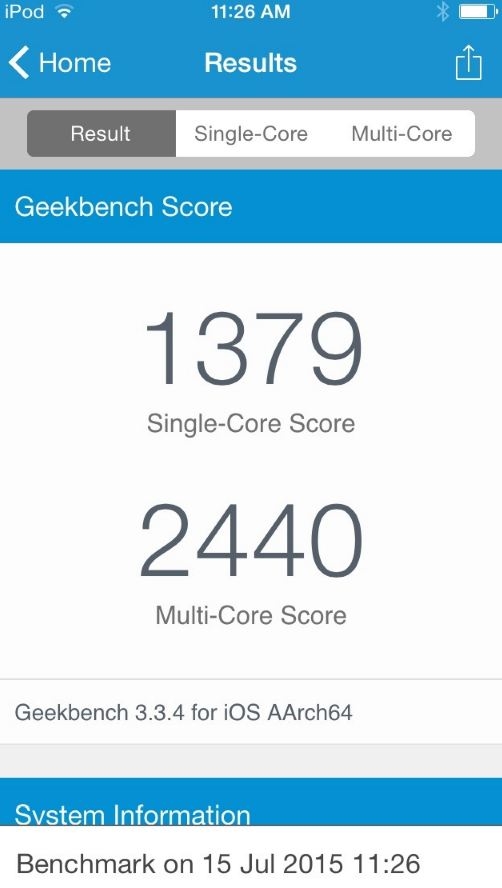 新iPod跑分出爐：A8處理器不敵iPhone 5S
