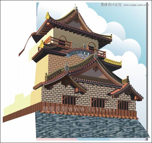 CorelDRAW繪制中國風古典建筑城樓教程,破洛洛