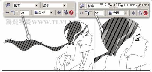 CorelDRAW繪制半調圖案背景前的摩登少女,破洛洛