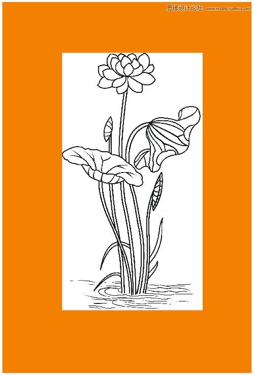 CorelDraw勾出荷花圖片簡潔提線條效果