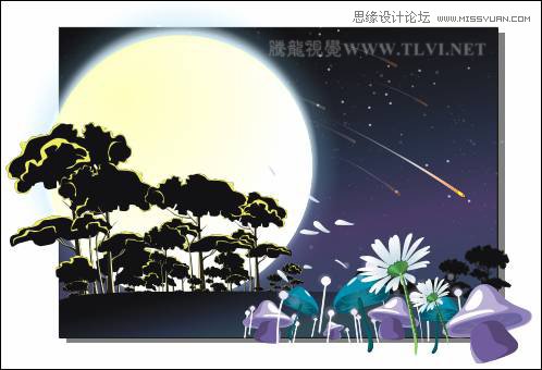 CorelDRAW繪制月圓之夜飛逝的流星教程,破洛洛