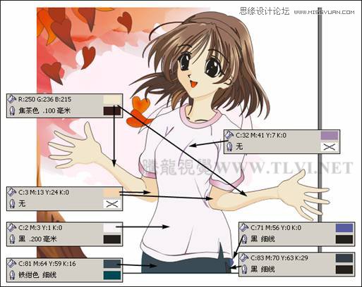 CorelDRAW繪制日式卡通美女教程,破洛洛