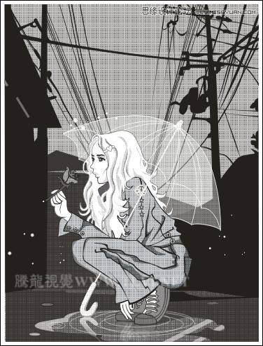 CorelDRAW方形網點紙制作實例之雨中的玫瑰,破洛洛