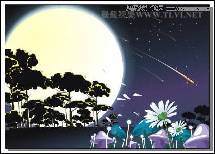CorelDRAW繪制月圓之夜飛逝的流星教程,破洛洛