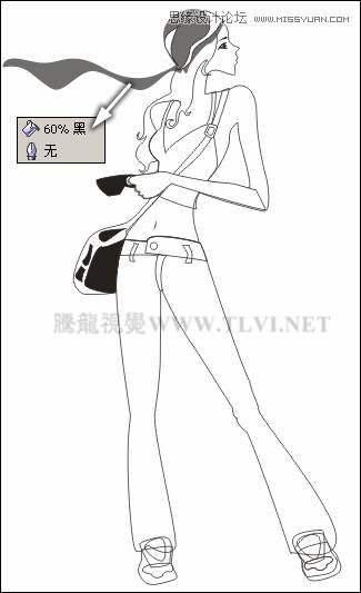 CorelDRAW繪制半調圖案背景前的摩登少女,破洛洛
