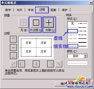 邊框設置虛線和細線