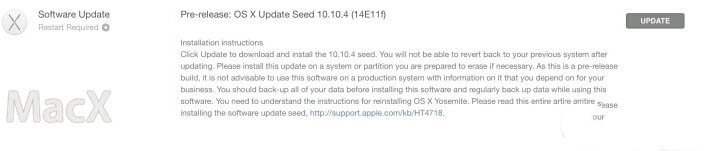 蘋果OS X Yosemite 10.10.4第二個測試版發布