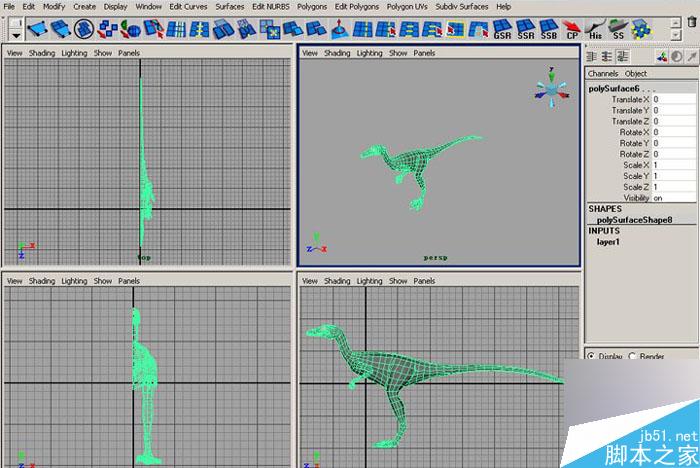 MAYA 7.0恐龍建模教程 武林網 MAYA建模教程