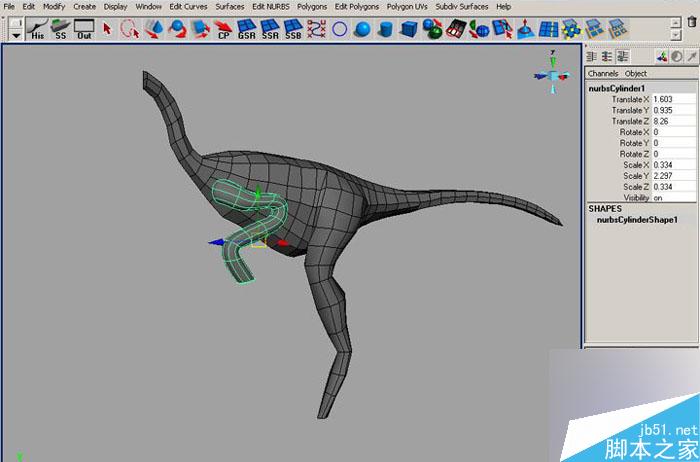 MAYA 7.0恐龍建模教程 武林網 MAYA建模教程