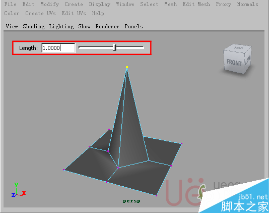 MAYA Polygons建模Edit Mesh命令集詳解解釋 武林網 MAYA建模教程12-Extrude-Vertex-Length.gif