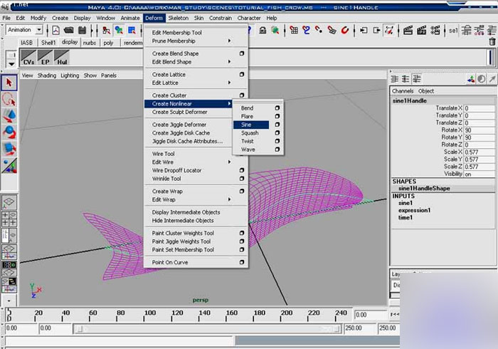 MAYA8.5粒子系統打造魚群教程 武林網 MAYA角色動畫教程