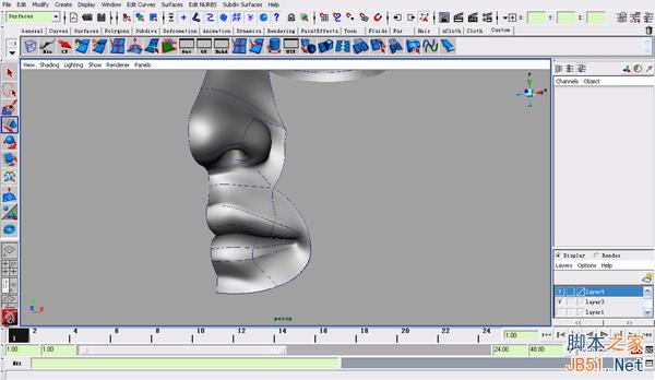 MAYA NURBS制作高精度生物模型詳解 武林網 MAYA建模教程