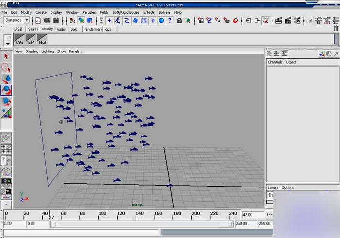 MAYA8.5粒子系統打造魚群教程 武林網 MAYA角色動畫教程