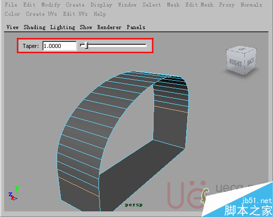 MAYA Polygons建模Edit Mesh命令集詳解解釋 武林網 MAYA建模教程18-Bridge-Taper.gif