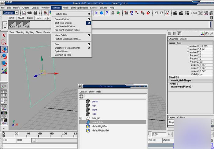 MAYA8.5粒子系統打造魚群教程 武林網 MAYA角色動畫教程