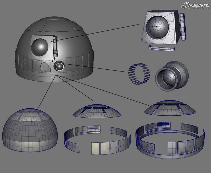 MAYA制作《星球大戰》中的機器人R2D2 武林網 MAYA建模教程