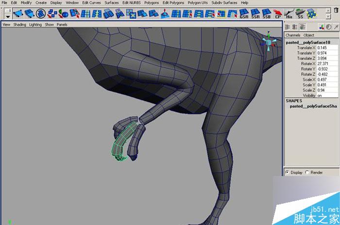 MAYA 7.0恐龍建模教程 武林網 MAYA建模教程