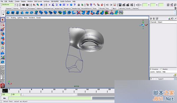 MAYA NURBS制作高精度生物模型詳解 武林網 MAYA建模教程