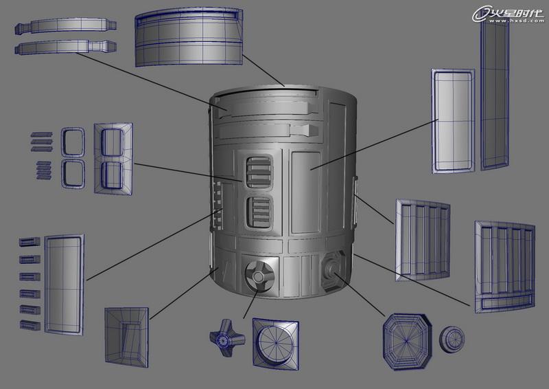 MAYA制作《星球大戰》中的機器人R2D2 武林網 MAYA建模教程