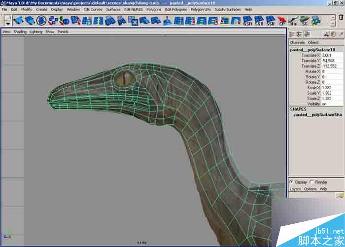 MAYA 7.0恐龍建模教程 武林網 MAYA建模教程