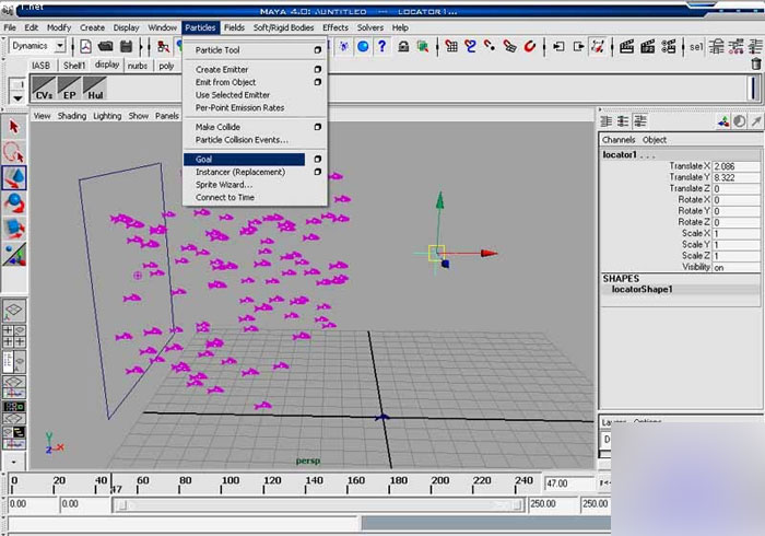 MAYA8.5粒子系統打造魚群教程 武林網 MAYA角色動畫教程