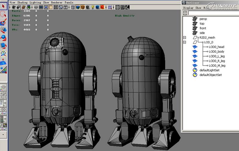 MAYA制作《星球大戰》中的機器人R2D2 武林網 MAYA建模教程